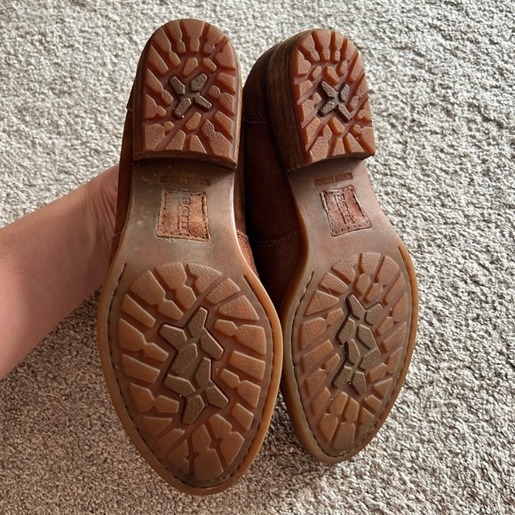 Born Sylvia Size 8  Ankle Boots Brown Suede Comfort Braided Back Zip Western - Picture 4 of 5